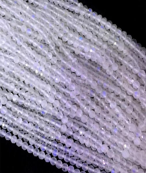 

natural genuine blue white moonstone faceted small round loose beads 24mm 155quot 054082980218, Black