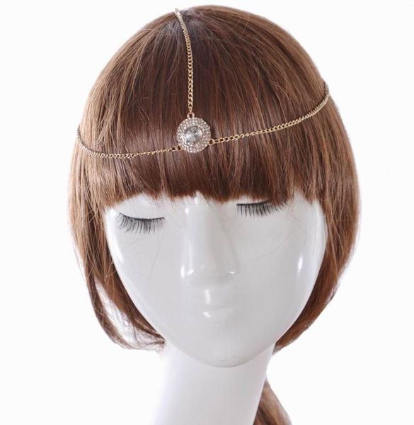 

gold plated head chain hair jewelry rhinestone crystal round forehead hair accesories boho headband lots 12 pcs7622599, Silver