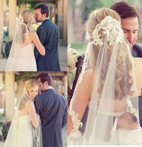 

fashion lace vintage wedding bridal veil white ivory tulle bridal wedding veils elbow length one layer events formal appliques6112638, Black