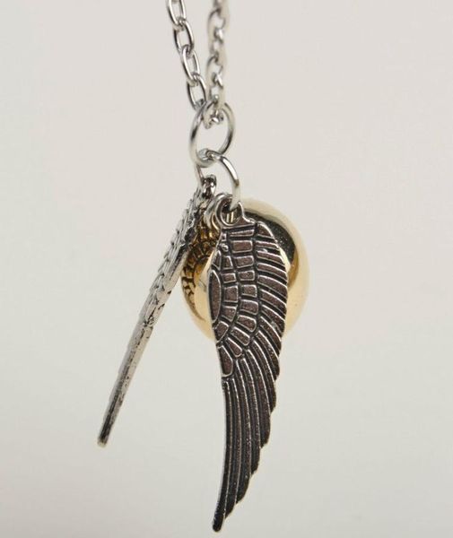 

new style silver wings snitch gold necklace pendant golden whole3813175