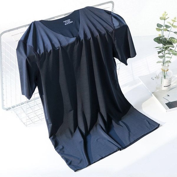 

men' tank short sleeve ice silk trackless t shirt v neck slim shirt sports t summer 230718, White;black