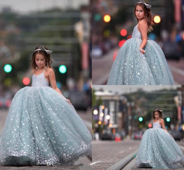 

little girl039s ball gown tulle dresses spaghetti light blue dress with stars tiered ruffle girl039s pageant dresses kids fo2822689, White;red