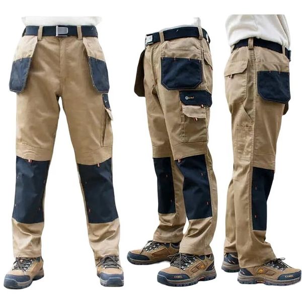 

men's multi-pocket cargo pants outdoor work pants wear-resistant pants worker's trousers with leg bag, Black