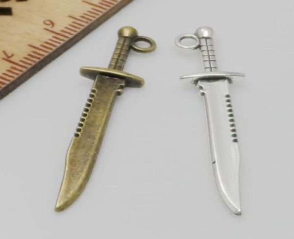 

200pcs bronze silver plated sword charms pendant for jewelry making 43x10mm1274689