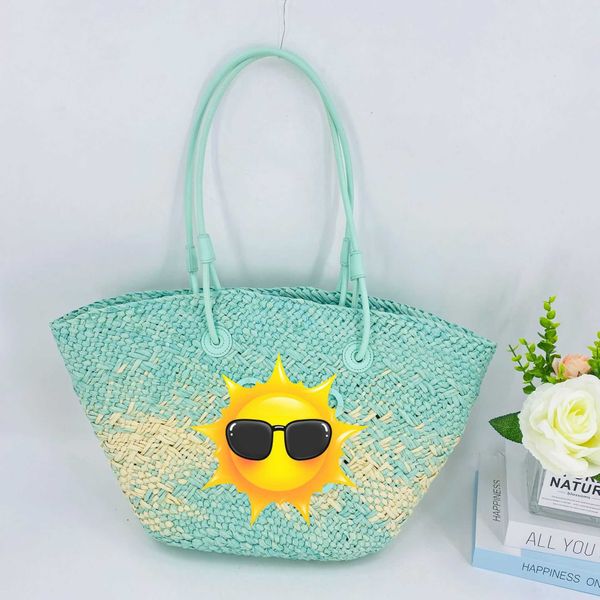 

2023 summer new bags trendy fashion handbag embroidered straw woven beach tote bag