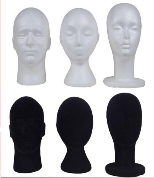 

styrofoam and velvet mannequin head hat wig holder black or white stand display female male head4456443