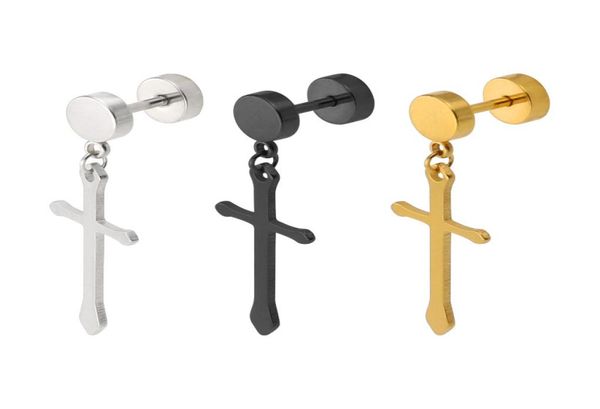 

fashion classic cross pendant earrings gold silver titanium stainless steel stud earrings for women men jewelry kka17829857186, Golden;silver