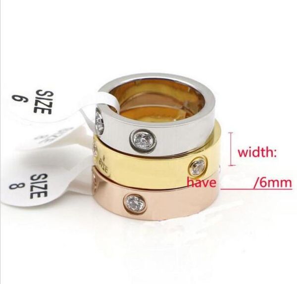 

316l stainless steel fashion jewelry 6mm and 4mm love rings for woman man jewelry lover rings 18k goldcolor and rose gold plated 3526300, Silver