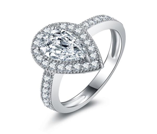 

fashion real 925 sterling silver pear ring for women fashion drop water cz stone ring jewelry n559142750