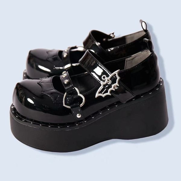 

dress shoes mary jane shoes sweet cute women pumps wedge heels platform shoes women gothic girls lolita punk shoes high heels plus size 43 2, Black