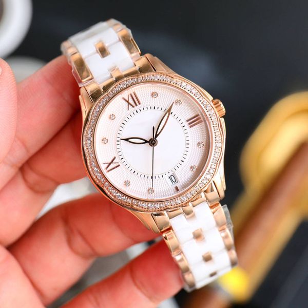 

new women's watch luxury fashion women's watch japanese quartz watch 35mm diamond bezel sapphire stainless steel bracelet fashion, Slivery;golden