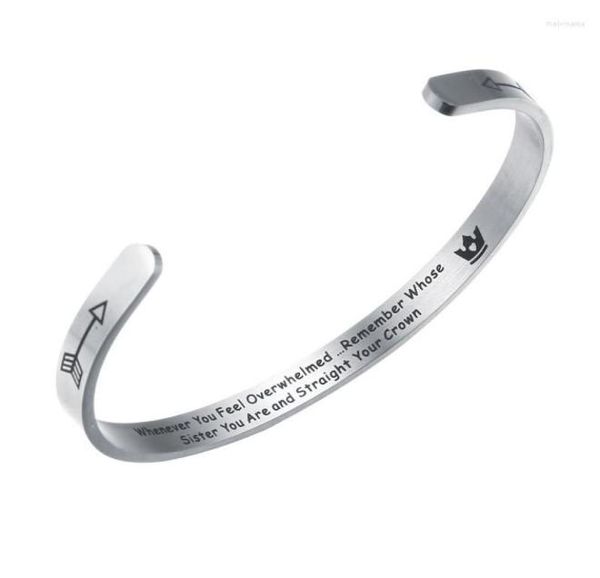 

bangle whenever you feel overwhelmed remember whose sister bracelet stainless steel jewelry inspirational for girls women mantra5791287, Black