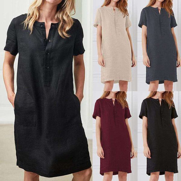 

selling loose short sleeves mid length dresses, Black;gray
