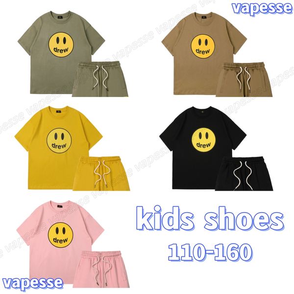 

kids clothes baby draw sets boys girls set childrens t-shirt tee shorts baby boy summer size 110-160, White