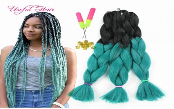 

three tone four tone ombre hair extensions color 24inch jumbo braids synthetic braiding hair extensions crochet braids hair croceh5444918, Black