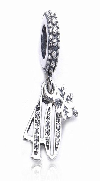 

mother039s day 40 years of love heart dangle charms authentic 925 sterling silver clear crystal heart beads diy brand fine jewe2388582, Black