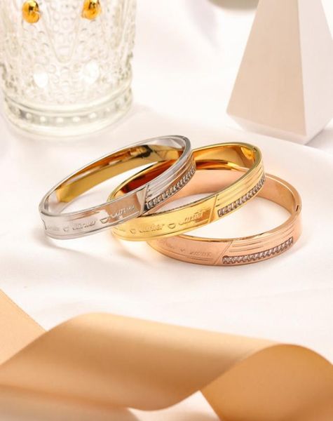 

designers bracelets women bangle luxury designer tricolor letter wispy bracelet jewelry plated stainless steel love gift bangles m4661975, Black