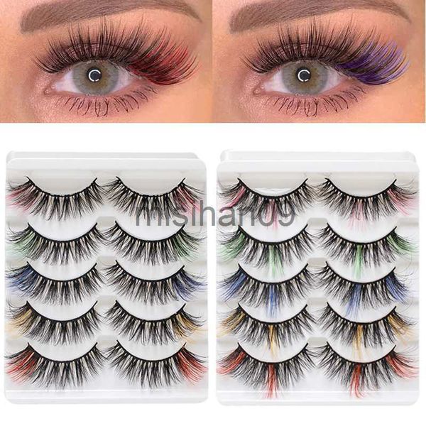 

false eyelashes 1/5 pairs false eyelashes mix color cosplay eyelashes for extension colorful 3d fluffy mink lash beauty makeup tools j230717