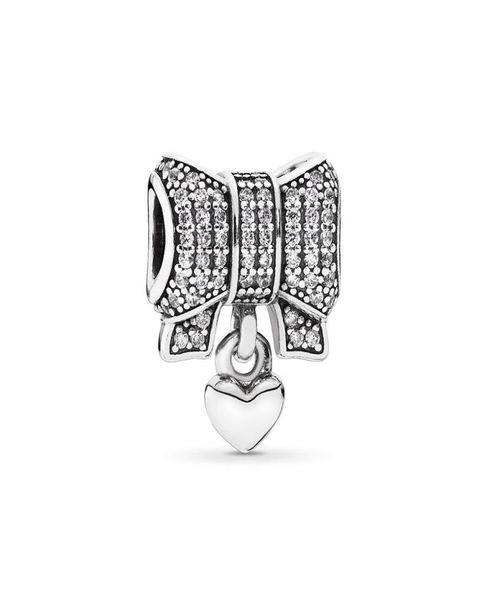 

authentic ale 925 sterling silver fashion bow charms beads with clear cubic zirconia and heart fit charmes bracelets for diy jewel2936285, Black