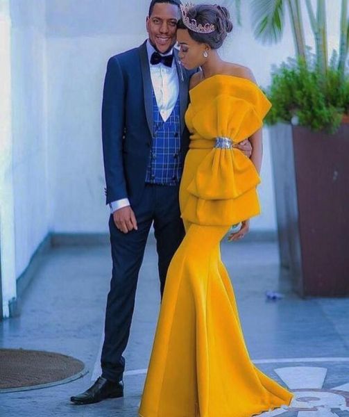 

2019 long mermaid african evening dresses with big bow sleeveless zipper back prom formal party gowns8280553, Black;red