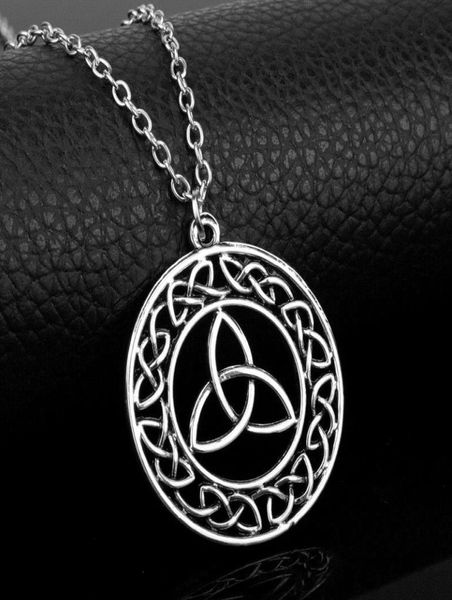

12pcs outlander scottish irish celtics knot eternity cross trinity necklace pendant triangle totem necklace for women men gift4191181, Silver