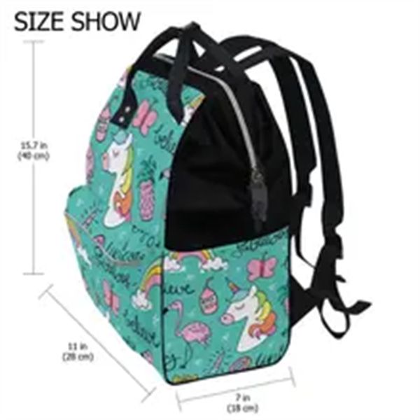 

larg capacity diaper backpack unicorn waterproof maternity bag baby diaper bags with interface mummy travel bag for stroller, Black