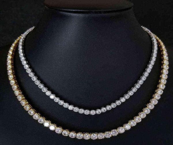 

nxy pendant necklaces fashion 4mm 5mm hip hop gold color 925 sterling silver tennis necklace neck chain long for men male women je6860279