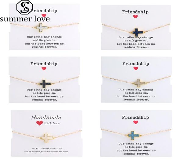 

fashion design women cross charm bracelets natural resin druzy stone gold copper chain bracelets bangles for girl summer jewelry g6574170, Black