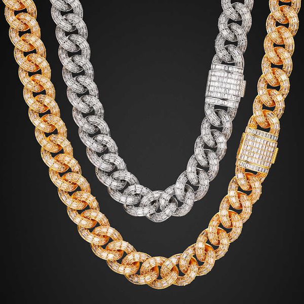 

new hip hop necklace 20mm encrypted bubble cuba chain square diamond zircon necklace, Silver