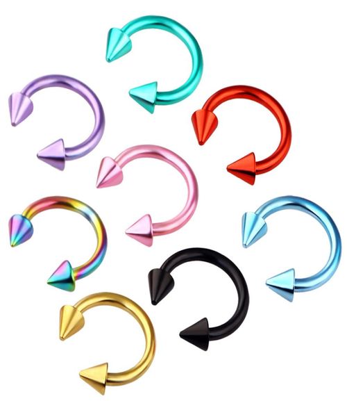 

colorful stainless steel nose ring piercing horseshoe spike septum piercing eyebrow tragus helix pircing lip piercing5516947, Silver
