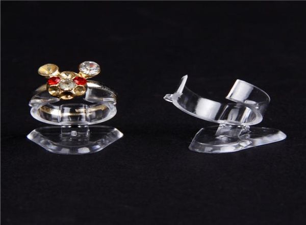 

whole 40 clear view plastic ring display show stand holder07613516, Black