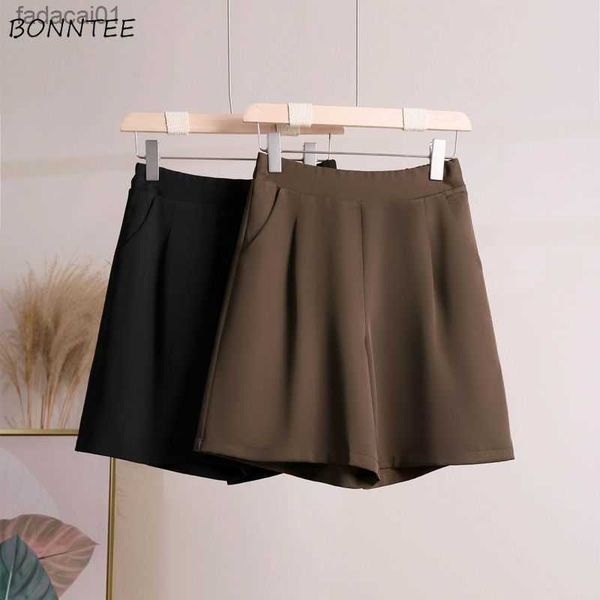 

shorts women solid casual loose allmatch summer thin fashion s3xl chic korean style high waist ins streetwear literary l230621, White;black