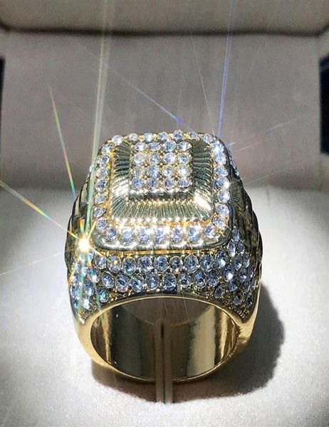 

cluster rings classic fashion men039s winner round hip hop style hiphop ring luxury dazzling man street dance jewelry241g8125954, Golden;silver