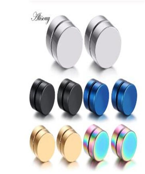

punk mens strong magnet magnetic ear stud set non piercing earrings fake earrings gift for boyfriend lover jewelry8722817, Golden;silver
