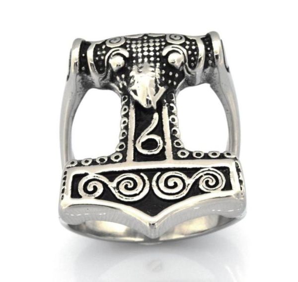 

fanssteel stainless steel vintage mens or wemens jewelry viking split shank thors hammer ring tool ring fsr15w0068154869260873, Silver