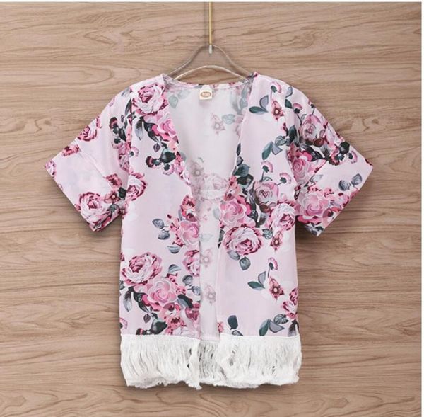

baby floral print tassel thin layer coat girl summer short sleeve cardigan kids clothes zht 1782735238, Blue