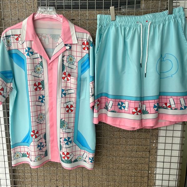 

mens casual shirts summer casablanca plain short sleeve blue outdoor leisure holiday hawaiian shirt 230718, White;black