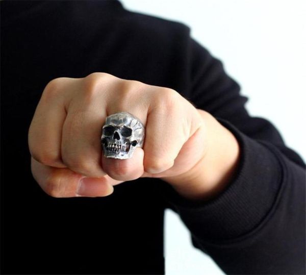 

cluster rings personality punk skull 316l stainless steel men039s gothic biker ring motorcycle band party fashion jewellery acc3236923, Golden;silver