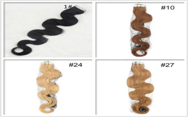 

whole 8a grade pu tape in hair extensions 18inch dw color2 40pcs bw color 8 40pcs7696706, Black