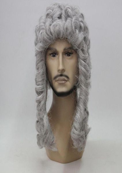

hivision court judge wig lawyer barrister wig long curly gray silver men039s wig9785212, Black