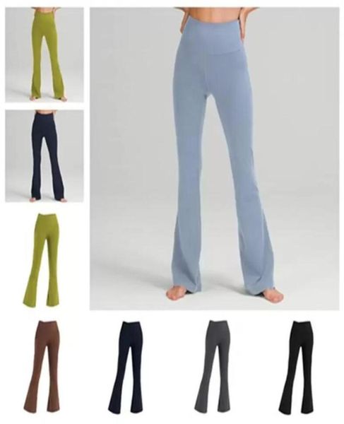 

2022 fitness running street women yoga pants groove flares high waist tight belly sports yogas workout nine minutes pant8950201