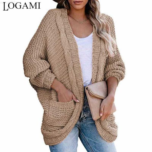 

women's sweaters logami thick thread twist cardigan 2020 autumn and winter sweater casual pocket bat sleeve sweater coat l230718, White;black