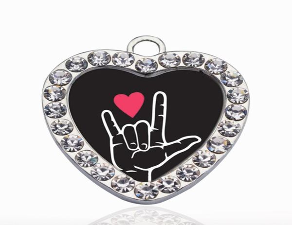 

i love you sign language interpreter circle charm charms diy jewelry necklacebraceletschoker making handmade8527286, Bronze;silver