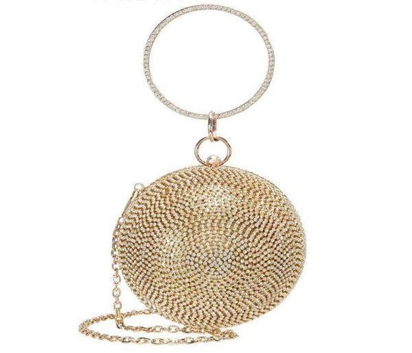 

full rhinestone handbags round ball crystal handbag shoulder bags lady evening party purse for women1569286, Black
