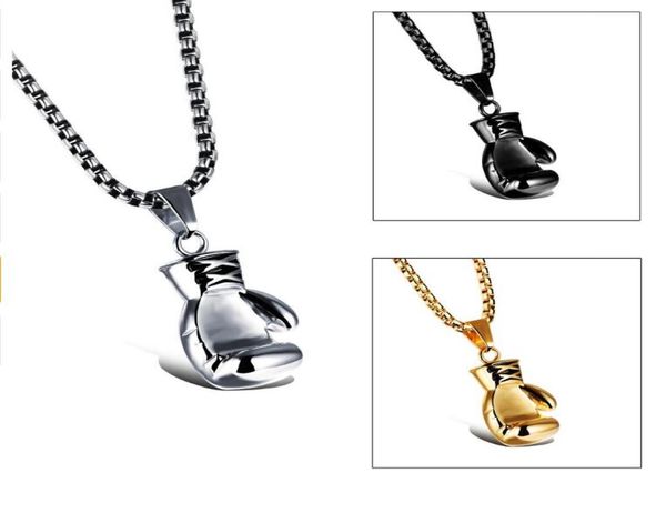 

blacksteelgold color fashion mini boxing glove necklace boxing jewelry stainless steel cool pendant for men boys gift4390385, Silver