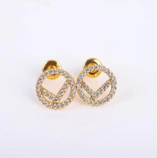 

fashion hoop earrings with letter f with stones for lady women party wedding lovers gift engagement jewelry bride2626807, Golden;silver