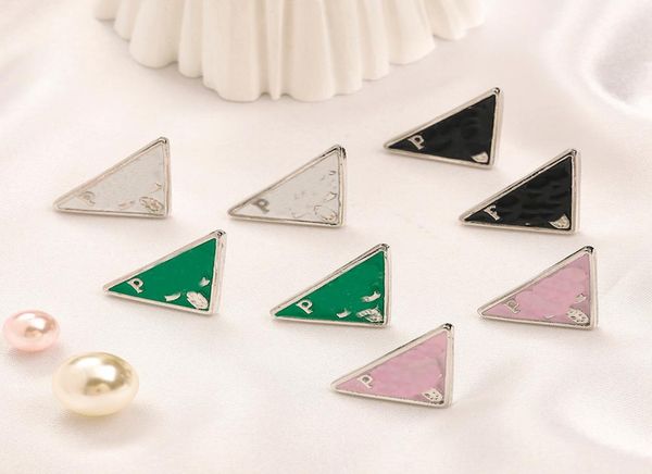 

simple 18k gold plated 925 silver luxury brand designers pletters stud geometric famous women triangle crystal rhinestone pearl e8695049, Golden;silver