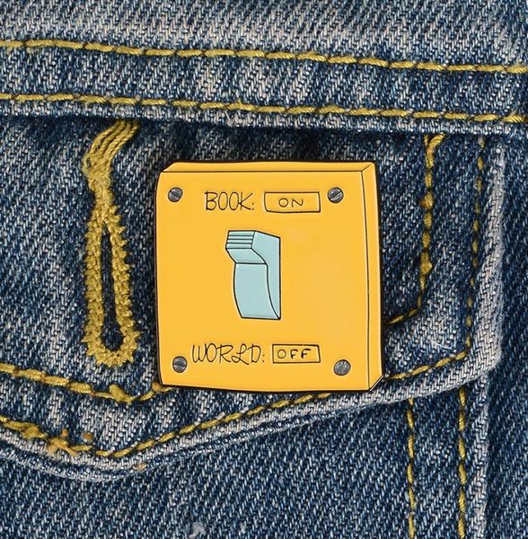 

cute small funny book on off enamel brooches pins for women christmas demin shirt decor fashion jewelry brooch pin metal kawaii ba2369191, Gray