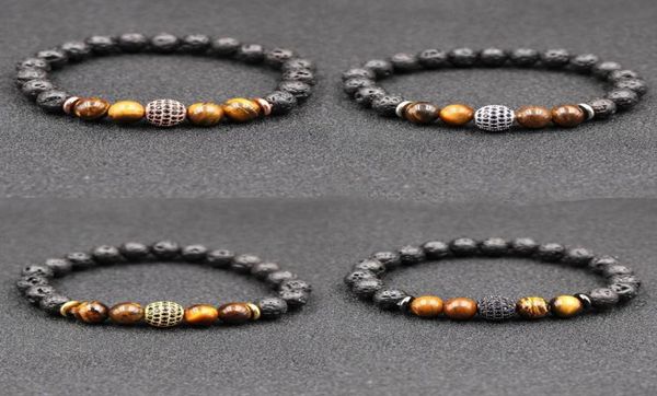 

4 styles natural black lava stone beads elastic bracelet tiger eye stone bracelet volcanic rock beaded hand strings brass bracelet5831835