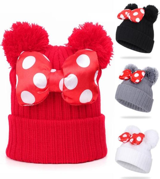 

4 colors baby pom pom beanie cap toddler kids baby girls winter warm crochet knitted hat bow fur bow hat whole jy8207190714, Yellow